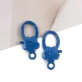Blue Floral Alloy Spring Clasp 19x37mm DIY Keychain Hook Craft Jewelry Accessories - 1 Piece / Blue (02)