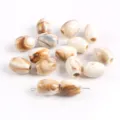 Perles ovales en acrylique bicolores à gros trou pour bracelets, colliers et loisirs créatifs. - 10 Pièces/Paquet / Couleur Coquillage