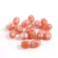 Perles barils ovales en acrylique bicolore grand trou design marbré accessoires bijoux DIY - 10 Pièces/Paquet / Rose Orangé