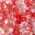 Acrylic AB iridescent red and pink three-leaf flower beads for DIY jewelry making - 10 Pieces/Pack / Red Rose Pink Gradient (08)