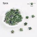 High-quality green star-shaped kiln-transformed ceramic glazed beads for jewelry making - Starfish Style (4#) / Pack of 5