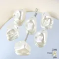 Baroque imitation pearl acrylic loose beads DIY handmade earring jewelry making materials. - Concave Teardrop Style / 11 Pieces/Pack / White