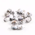 Perles tonneau ovales acrylique bicolores grand trou marbre accessoire bijou DIY variante - 10 Pièces/Paquet / Café