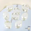 Baroque imitation pearl acrylic loose beads DIY handmade earring jewelry making accessories - Concave Lentil Style / 18 Pieces/Pack / White