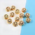 Gold-colored acrylic smiley face beads with large holes for DIY jewelry making - 20 Pieces Set / Gold(01)
