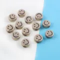 Metallic gold smiley face acrylic beads for DIY bracelet jewelry making - 20 Pieces Set / Retro Gold (02)