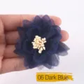 Detailed view of dark blue chiffon organza flower for DIY handmade craft accessories - Deep Blue (06)