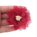 Handmade red organza and chiffon flower accessory for DIY hair clips and headwear - Red(05)