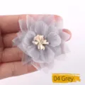 Detailed view of a handmade gray chiffon organza flower for garment accessories. - Gray(04)