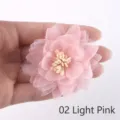 Detailed close-up of a handmade pink chiffon organza flower for DIY craft accessories. - Light Pink (02)