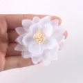 Close-up of a white handmade chiffon organza flower with multi-layer petals - White (01)