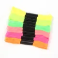 Vibrant neon colored 6-strand polyester embroidery thread bundles for cross-stitch DIY - 12 Pieces / Fluorescent Colors