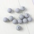 Matte grey macaron color acrylic round beads for DIY handmade jewelry bracelets - 14mm 20 Pieces/Pack / 09 Grey