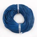 Carrete de cordón redondo de cuero genuino azul de alta calidad para joyas DIY - Tamaño 2mm / Azul zafiro