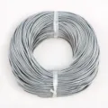 Rollo de cordón redondo de cuero genuino gris plata para manualidades de joyería - 2mm-2m / Plateado