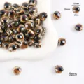 Primer plano de cuentas de cerámica festoneadas marrones para joyería DIY, 12 mm - Vieira
