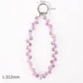 Detailed view of the sparkling crystal phone charm wrist strap, showing precise dimensions. - Pink Waterdrop / 1 Piece