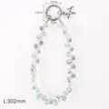 Crystal beaded phone wrist strap with metal ring and balloon dog pendant, length 302mm. - Water Drop White / 1 Piece
