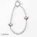 Crystal phone charm strap with metal heart pendants and clear beads for wrist decoration. - Heart White / 1 Piece