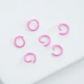 Six bright pink painted alloy open jump rings for DIY jewelry and keychain making - 6mm (100pcs) / Hot Pink