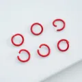 Red painted alloy open jump rings for DIY jewelry making and keychains - 6mm (100pcs) / True Red