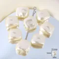 Baroque style imitation pearl ABS acrylic loose beads for DIY handmade jewelry earrings accessories. - Square Irregular Style / 12 Pieces/Pack / Beige