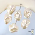 Baroque imitation pearl ABS acrylic loose beads DIY handmade jewelry making accessories - Concave Teardrop Style / 11 Pieces/Pack / Beige