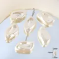Baroque imitation white pearl acrylic loose beads with holes for DIY handmade jewelry making. - Leaf Style / 18 Pieces/Pack / Beige