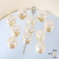 ABS Acrylic Smiley Face Imitation Pearl Loose Beads 8mm Flat Round DIY Jewelry Parts - Small Lentil Smiley Style / 77 Pcs Pack / Beige
