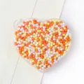 Petites perles rondes en acrylique orange et blanc en forme de cœur pour bijoux DIY - 03 Couleurs Mixtes