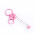 Base de llavero DIY de metal rosa con cierre de mosquetón y cuentas redondas - Rosa (10) / 1 Pieza