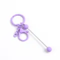 Llavero único de metal pintado de violeta con cierre de langosta y colgante de barra - Púrpura (11) / 1 Pieza