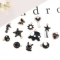 Ensemble de pendentifs en alliage émaillé pour fabrication de bijoux DIY bracelets et colliers - Lot de 12 Pendentifs 1# / Lot de 12 / Noir