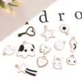 Details de pendentifs en alliage d'huile goutte, charmants pendentifs de dessin animes. - Lot de 12 Pendentifs 3# / Lot de 12 / Blanc