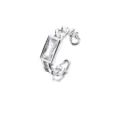 Elegant silver chain link ear cuff with a rectangular clear zircon stone, price for one piece - 1 Piece Braided Zirconia Ear Cuff (Silver Color)