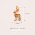 Handmade fawn deer pendant copper charm with brown spots and gold-plated ring for DIY jewelry - Deer (Pendant Only) / Gold