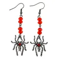 Pendientes de araña para Halloween con cuentas rojas facetadas y acabado metálico - Pendientes de Araña con Diamantes de Imitación Rojos (1044)