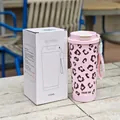 Tragbarer pinker Kaffee-Thermobehälter mit Leopardenmuster 550ml und passendem Geschenkkarton - 500ml / Rosa Leopardenmuster (WB-9058) / Rosa