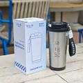 500 ml Edelstahl-Vakuum-Kaffeebecher mit KAPT-Markenbox, silbernes Design und Trageschlaufe - 500ml / Schwarz (KP7431)
