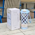 Hellblaue karierte 550ml Edelstahl-Kaffeethermoskanne inklusive Originalverpackung - 500ml / Blau Kariert (WB-9058)