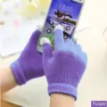 Full finger purple winter knitted touchscreen gloves for gaming and smartphone use - One Size / Purple