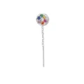 Boucle d'oreille individuelle en argent avec zircone arc-en-ciel ronde pour femmes - Zircon Coloré Rond / 1 Pièce/Paquet
