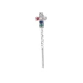 Boucle d'oreille croix en argent avec zircons colorés arc-en-ciel pour une seule pièce - Croix En Strass Coloré / 1 Pièce/Paquet
