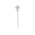 Boucle d'oreille ligne d'oreille en zircon argenté avec croix vendue à l'unité pour femme - Croix de Cristal Blanc / 1 Pièce/Paquet