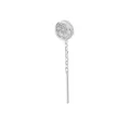 Boucle d'oreille ronde minimaliste argentée avec zircone et longue chaîne traversante élégante - Zircon Blanc Rond / 1 Pièce/Paquet
