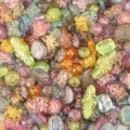 Colorful mixed acrylic baroque gold-painted beads for DIY jewelry and phone charm making. - 17 Mixed Transparent Colors