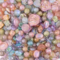 Baroque gold-painted acrylic assorted beads detail, perfect for DIY jewelry making accessories. - 08 Mixed Metallic Colors