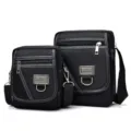 Ensemble de deux sacs à bandoulière classiques en tissu Oxford noir pour hommes - L / Noir