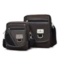 Set of two brown oxford cloth men's messenger bags in small and large sizes for daily use - L / Brown