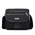 Fashionable black Oxford cloth shoulder bag for men with adjustable strap - Black Horizontal